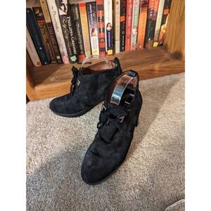 Hispanitas dasia bow tie up booties black suede sz 38.5 euc